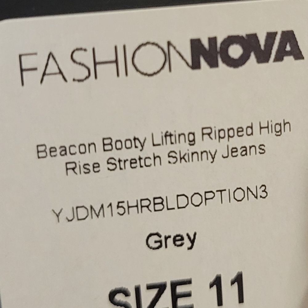 Fashion Nova Beacon Body Lifting Ripped High Rise Stretch Skinny Gray Denim SZ11 - Picture 14 of 14